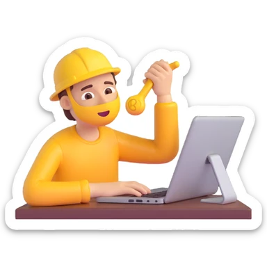 a man working hard with sweat on his face, emoji style sticker