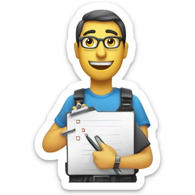 Create an emoji that represents the concept of completing tasks, featuring a checklist with colorful checkmarks. Include a clipboard or a notepad in the background for a productivity theme. sticker
