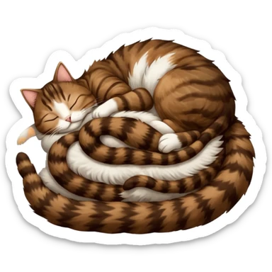 dark brown tabby and white cat sleeping in funny positions upside down sticker