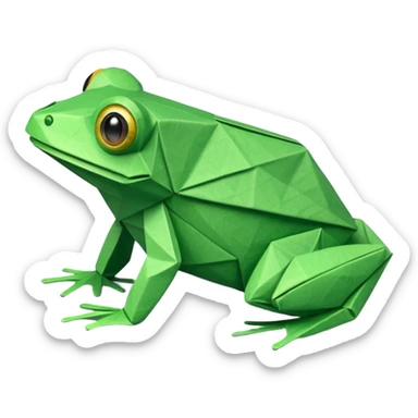 green origami frog  sticker