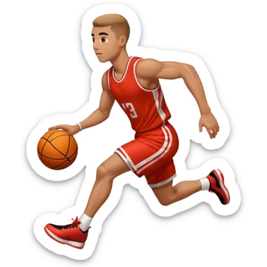 Basketball player running and dribbling the ball, sideways sticker