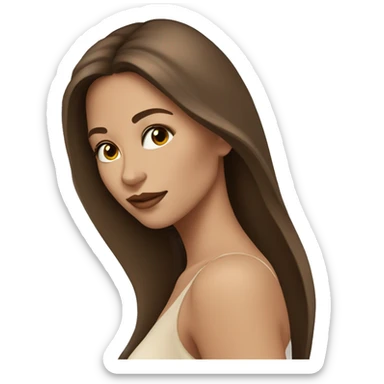 Beautiful woman, long brown hair, beige skin, model sticker