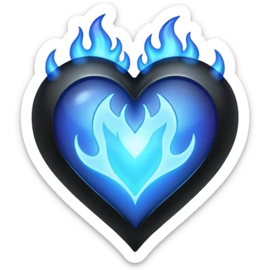 heart with black and blue flames sticker