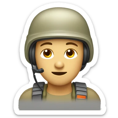 operator dressed in khaki color with a milatary helmet, without glasses, preferably male sticker
