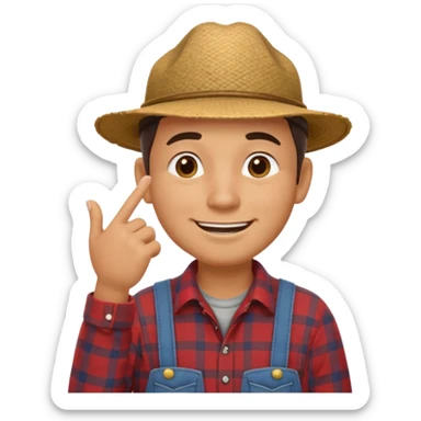 combination of these 👨‍🌾😄 with 🤔 gesture; a and under his face and thinking sticker