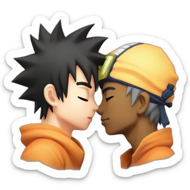 Naruto kissing goku sticker