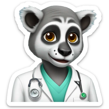 lemur working as vet tech sticker