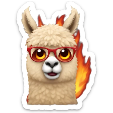 angry red coat alpaca emoji with burning eyes sticker