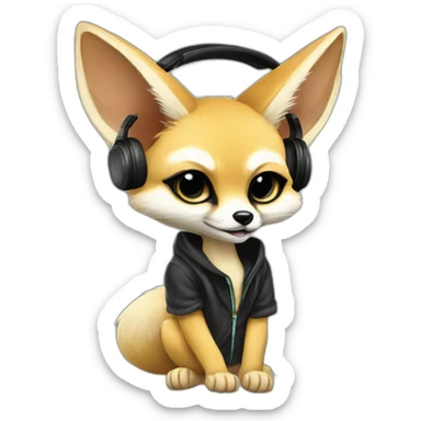 Fennec Fox as a DJ sticker