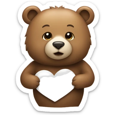 Bear with white heart  sticker
