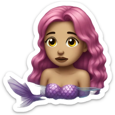 a sad mermaid sticker