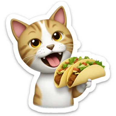 cat eating tacos sticker