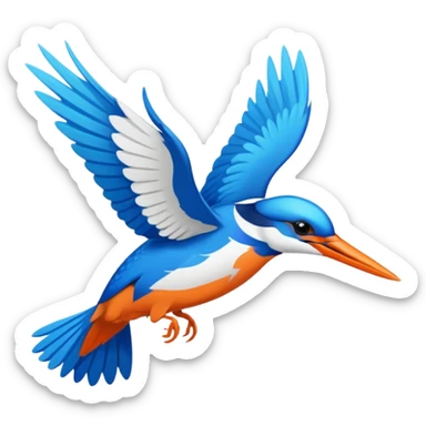 Create an abstract outline of flying kingfisher. Do make it too detailed but make it recognizable. Keep the number of colors limited to only 5 distinct colors.  sticker