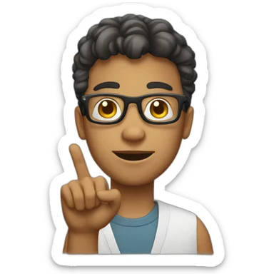 White young Geek with glasses showing something with hands sticker