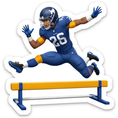 Saqoun Barkley hurdle over a person sticker