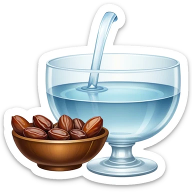 Bowl of dates in rococo style and a glass of water rococo style sticker