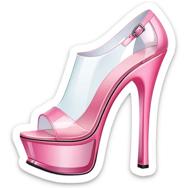 ultra realistic pair of platform open toe pink glass heels sticker