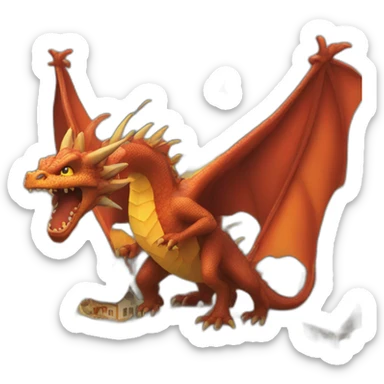 Dragon qui crash du feu sur un village sticker