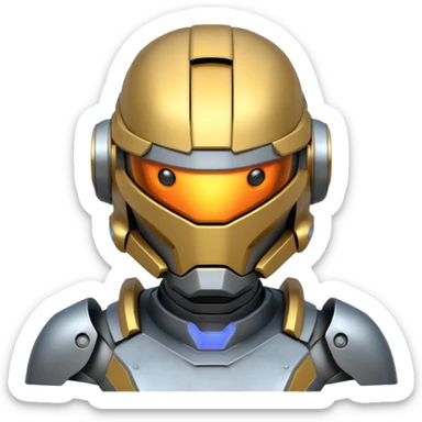 futuristic war robot portrait, head and shoulders only, glowing eyes, detailed helmet faceplate, armor collar, sci-fi metal textures, 3D cartoon, mobile game icon style, clean background, no text, no watermark
 sticker