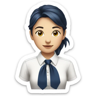school girl in white shirt and navy tie sticker