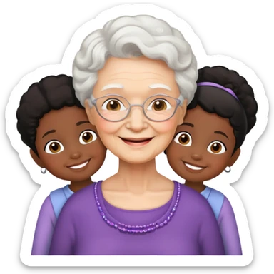 White Grandma with two black little girls  sticker