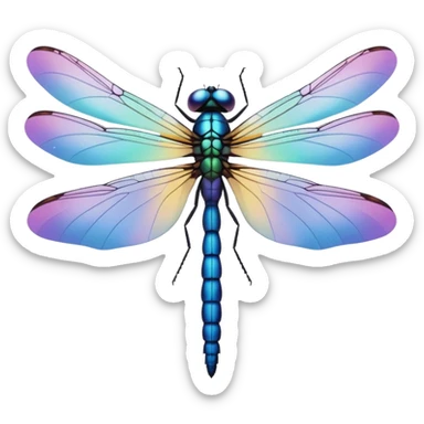 Peaceful Dragonfly change color  keep  black background  sticker