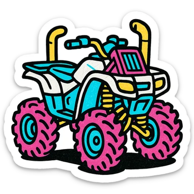 Honda 4 wheeler, white plastics, radiator relocate kit, tall snorkel, lifted, big tires, bold colors sticker