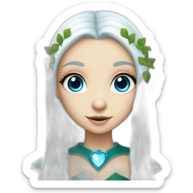 Elf girl with blue eyes whites and long hair sticker