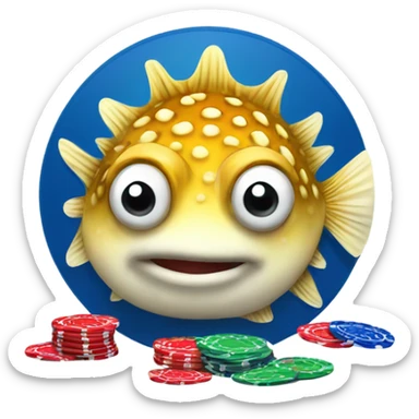 Pufferfish playing poker sticker