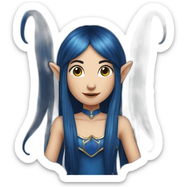 Long-dark-blue-hair-elf-girl sticker