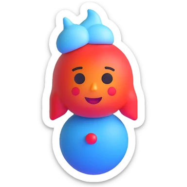 a female emoji with a red, heated core and frosty blue exterior, symbolizing menopause hot inside cold outside sticker