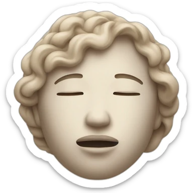 An emoji depicting a serene face with closed eyes, gently inhaling and exhaling, surrounded by a calming swirl of wind. sticker