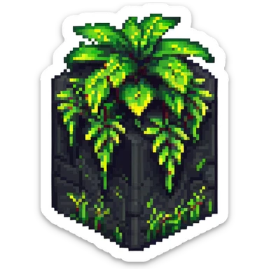 blocky pixelated Minecraft grass block emoji, less realistic sticker