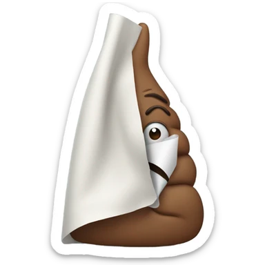 Poop emoji wiping face with paper towel sticker