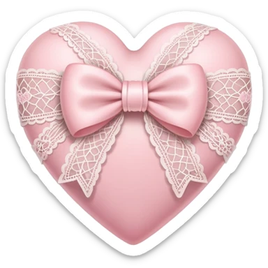 light pink heart wrapped in lace bow sticker