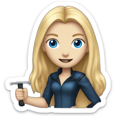 beautiful vampire woman with long blonde hair and blue eyes and wielding knives sticker