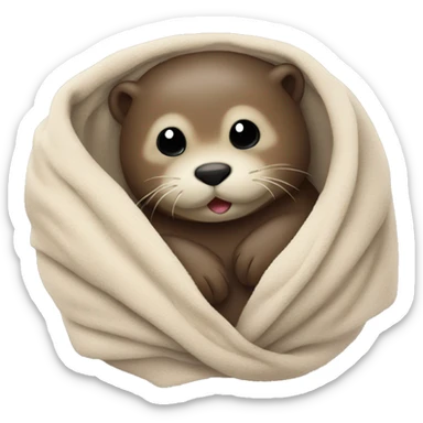 otter cozy in blanket sticker