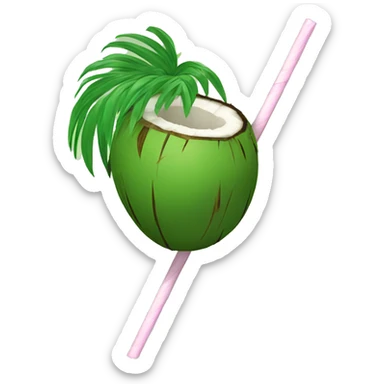 green coconut with a straw sticker