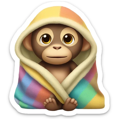 Baby monkey wrapped in a blanket sticker