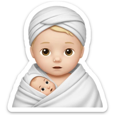 A baby boy wrapped up in a swaddle sticker