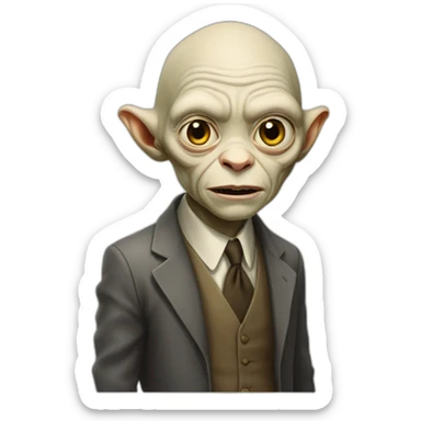 headshot of gollum in a suit and tie sticker