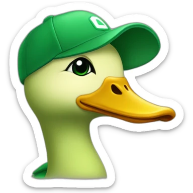 Un canard vert qui porte une casquette sur sa tête  sticker