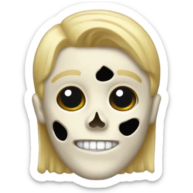 a skeleton with a boy short blond hair sticker