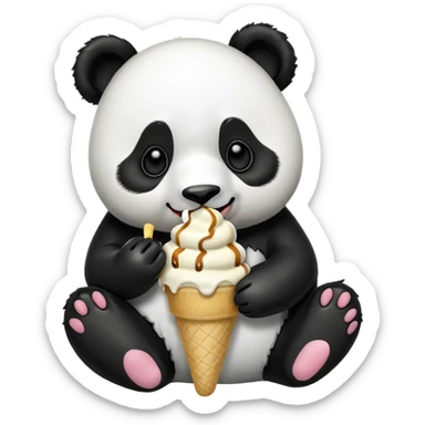 Panda eating ice cream sticker