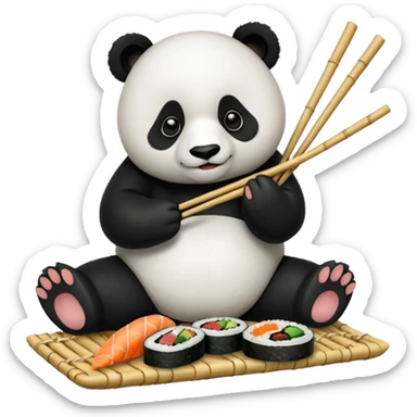 Panda eating sushi sticker