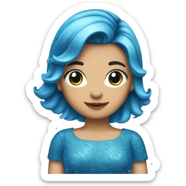 Blue sparkly dress with hearts sticker