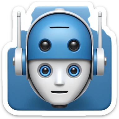 tête de robot cosmonaute bleu et blanc avec une antenne et des yeux plié sticker