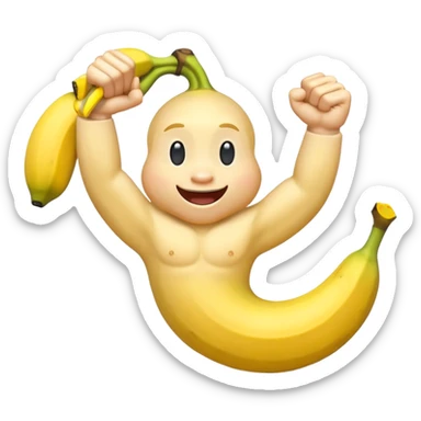 happy banana flexing biceps sticker
