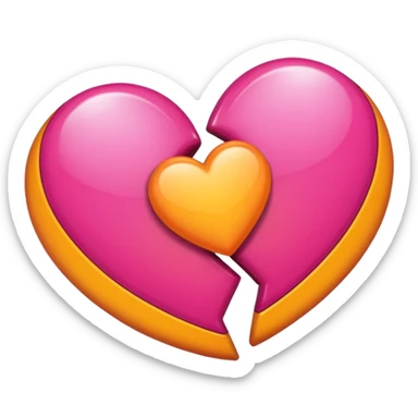 Bright yellow to orange to dark pink double gradient double heart sticker