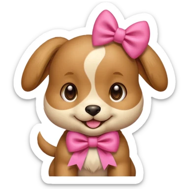This puppy 🐶 with a pink bow, please in apple ios emoji style sticker